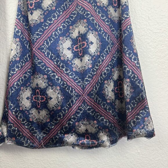 Band Of Gypsies Velvet Floral Mandala Flare Leg Bell Bottom Pants Blue Purple M - Picture 14 of 15